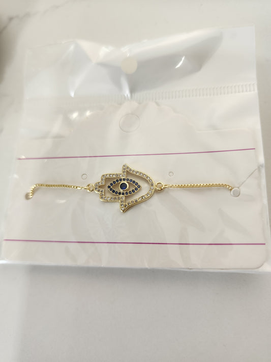 Adjustable Hamsa/Evil Eye Bracelet