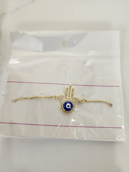 Adjustable Hamsa/Evil Eye Bracelet