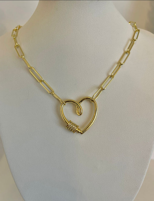 Paperclip Necklace With Heart Pendant